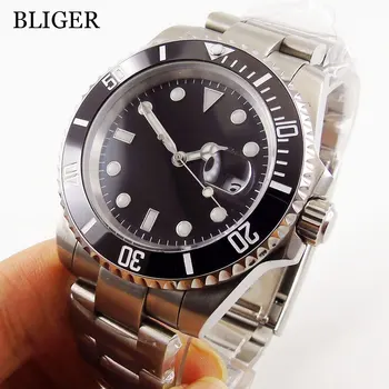 

Sapphire Crystal BLIGER 40MM Black Sterile Dial Men's Watch Ceramic Bezel MIYOTA Automatic Movement Luminous Wristwatch