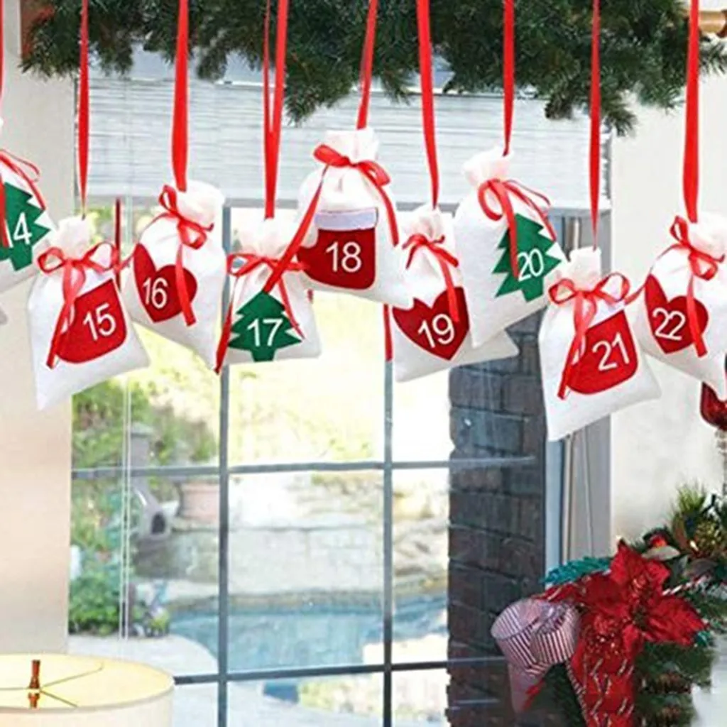 Рождественский Адвент-календарь 24 обратный отсчет в днях календари Рождественская игрушка конфетная сумка для ребенка календарио advisento Рождественский календарь