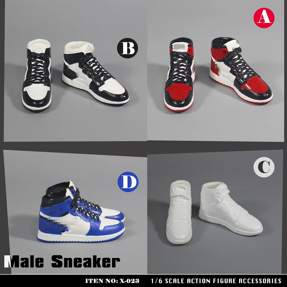 

X-023 1/6 Scale Male Figure Accessory 5.3CM High Top Basketball Shoes Hollow Inside Sports Shoes Model for 12 inches Man Body