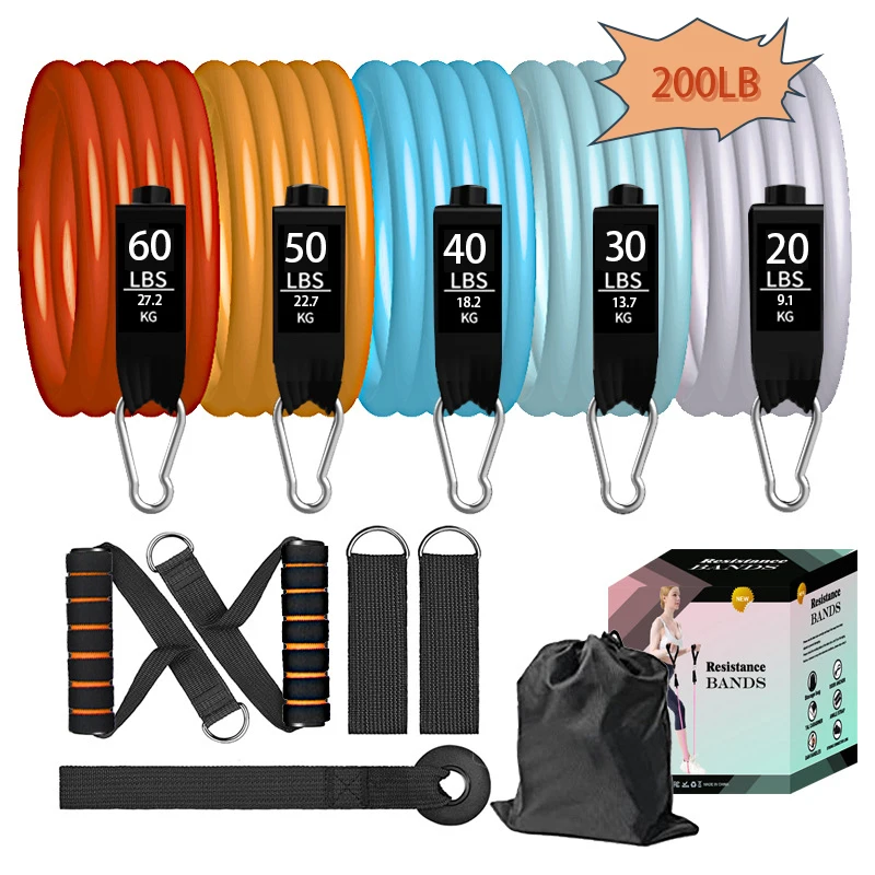 11 pcs Latex Resistance Bands Set Yoga Fitness Training Pull Rope Crossfit Exercise Rubber Expander Elastic Gym Equipment | Спорт и