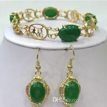 Бисер из зеленого нефрита звено браслет серьги набор