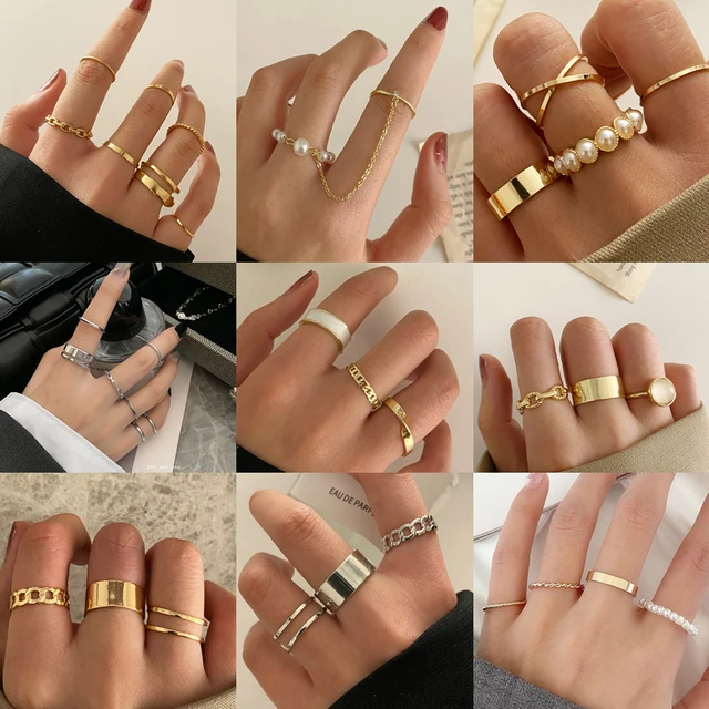 KunJoe 3pcs/set Vintage Imitation Pearl Rings Set For Women Punk Gold Color  Star Moon Rhinestone Finger Ring Jewelry Gift - AliExpress