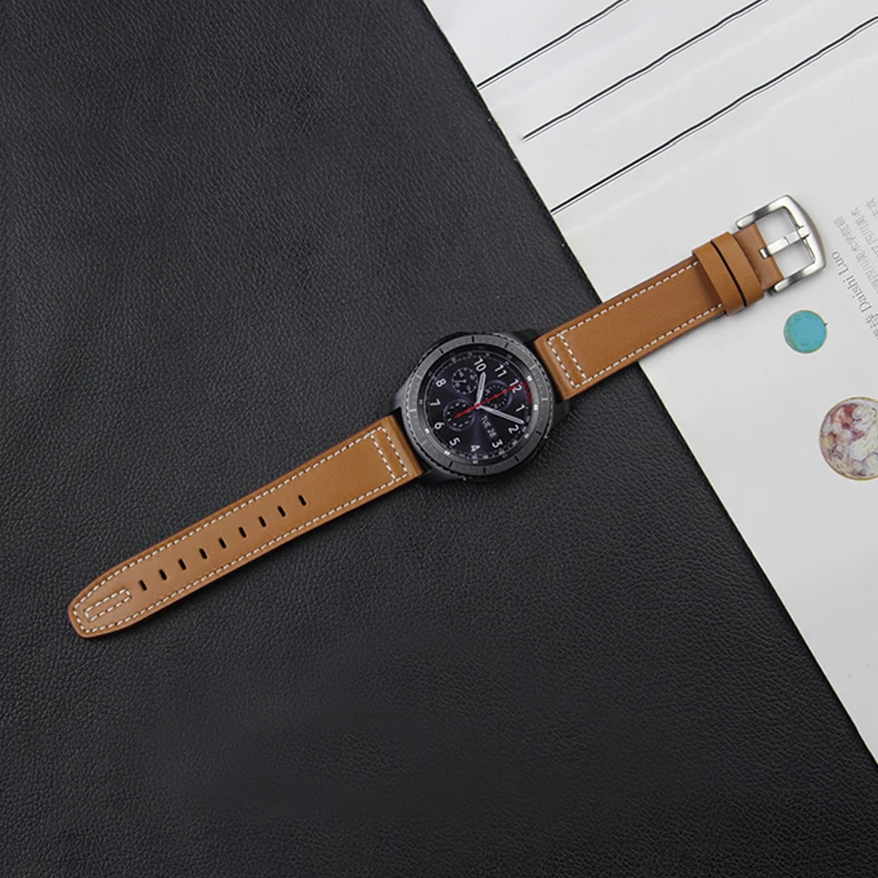 AKGLEADER ремешок из натуральной кожи для часов samsung Galaxy Watch 46 мм gear S3 браслет с быстроразъемным браслетом Для huawei GT