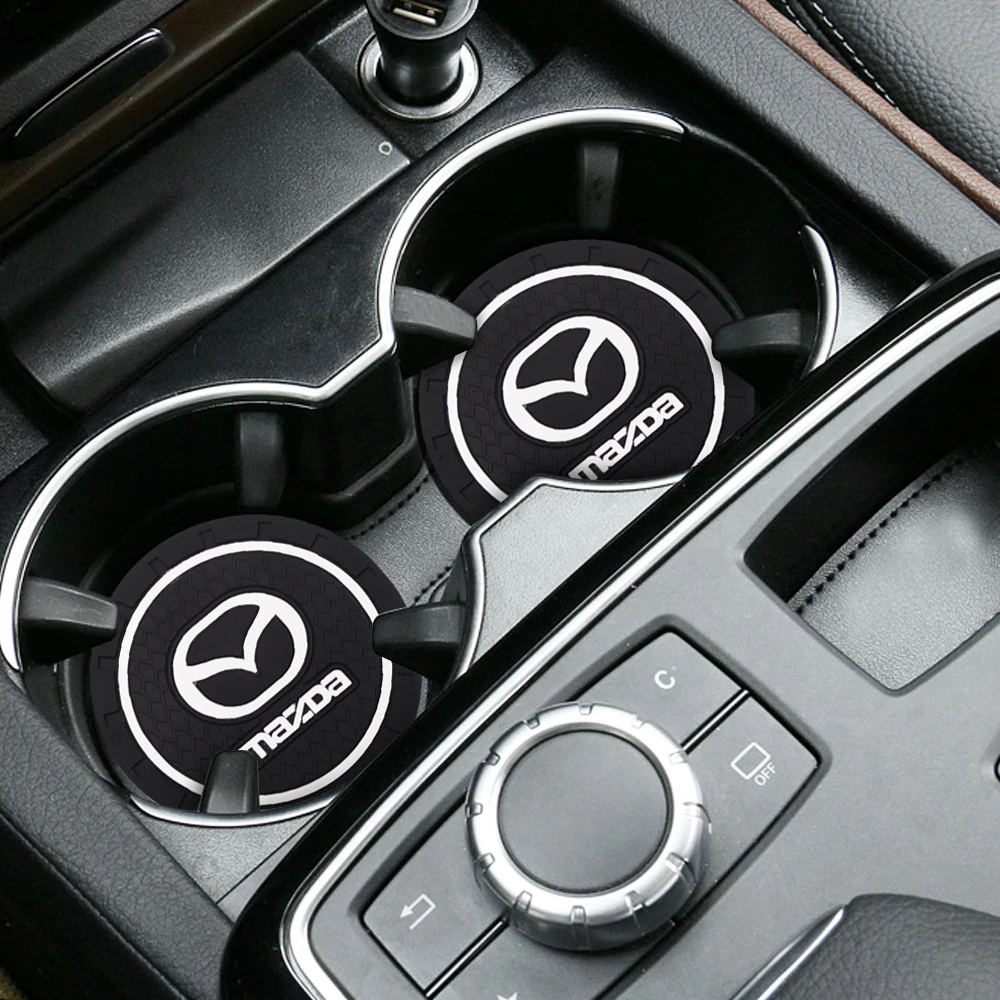 

2PCS Car Coaster Water Cup Mat Silicone Epoxy Non-Slip Coaster For Mazda CX-3 CX-4 CX-5 CX-8 CX-30 MX-5 Car Styling Accessories