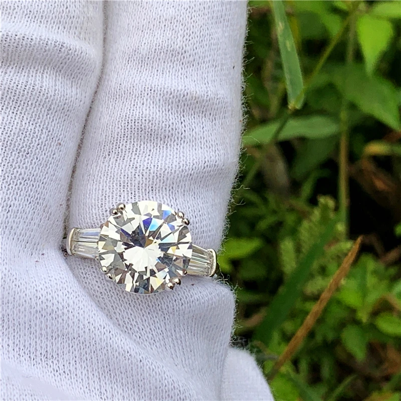 Solitaire Promise кольцо круглой огранки 5ct AAAAA cz 925 пробы серебро обручальное кольцо кольца для мужчин и женщин ювелирные изделия