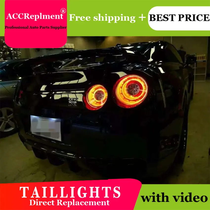 2 шт. автомобильный Стайлинг для Nissan GTR задний светильник s 2007-2012 для GTR светодиодный задний фонарь+ сигнал поворота+ тормоз+ задний светодиодный светильник
