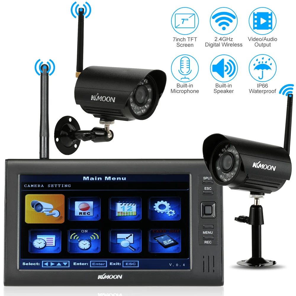 KKmoon беспроводной 2 4 ГГц 7 &quotTFT цифровой ЖК дисплей монитор канальный Quad DVR + ИК