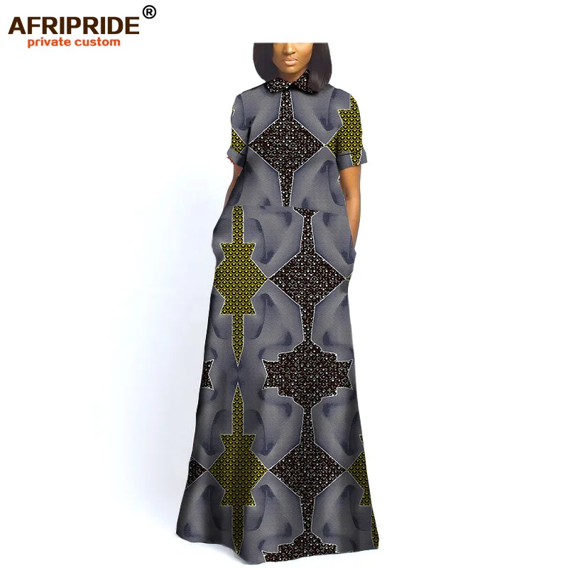 Осеннее элегантное вечернее платье для женщин AFRIPRIDE, индивидуальное вечернее платье в пол с коротким рукавом в африканском стиле A722567 - Цвет: 536J