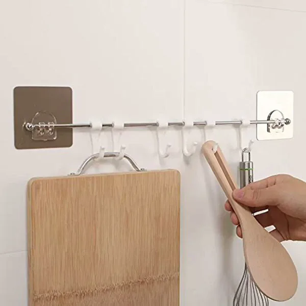 ELEG-Wall Bar, кухонная стойка для хранения посуды, шпатель, кастрюля с настенным крючком, водонепроницаемая, без следов, простая установка без