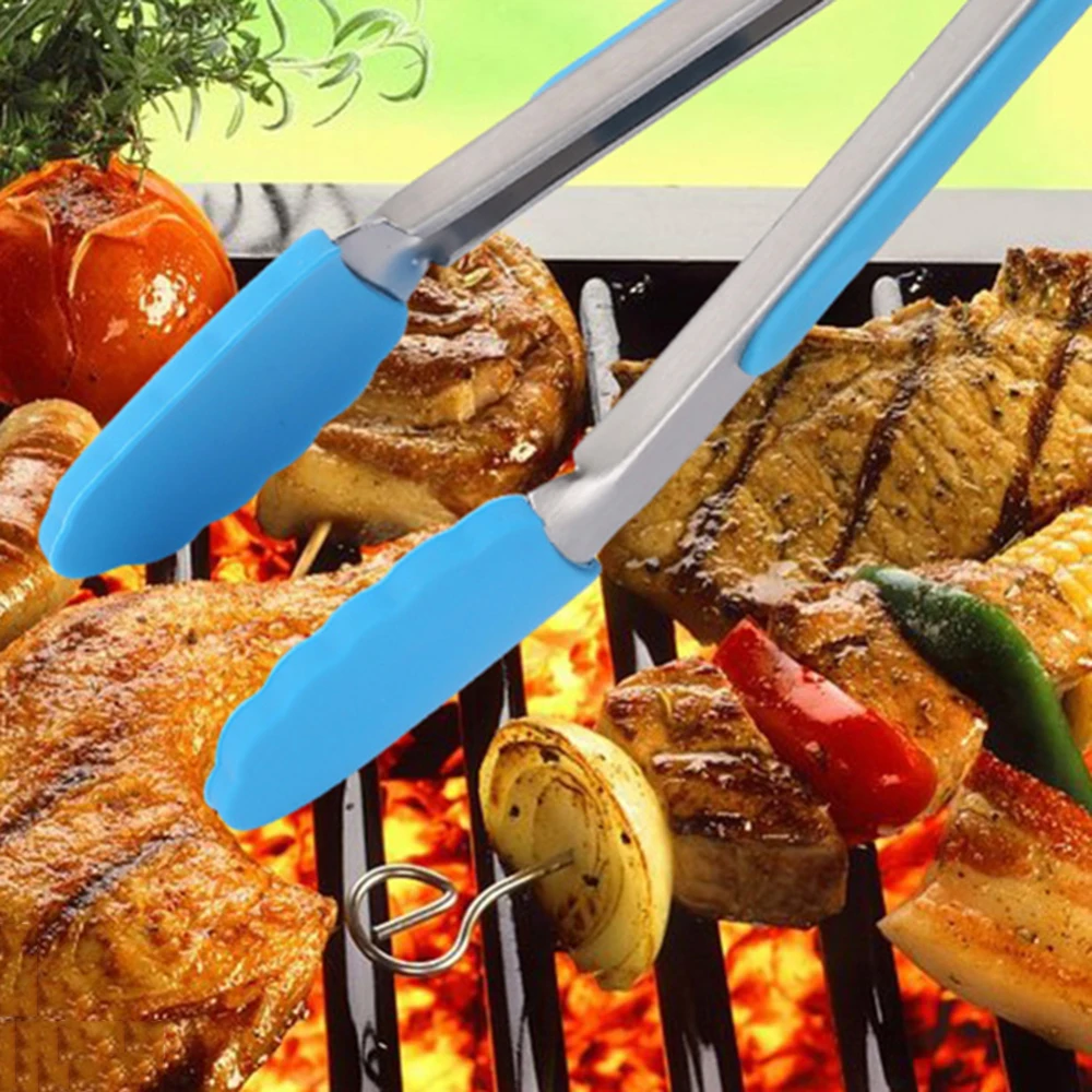 Комплект из 3 предметов, 7 дюймов Силиконовые Кухня Кулинария Салат Щипцы для гриля Еда зажим кулинарные щипцы Зажимная рукоятка Кухня посуда для барбекю стол инструменты