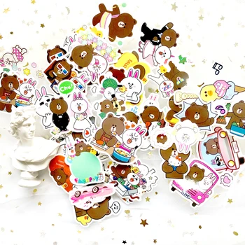 

45Pcs/Lot Line Town Brown Bunny Cony Pvc Waterproof Stickers For Laptop notebook Skateboard Luggage Guitar Decal Toy Sticker