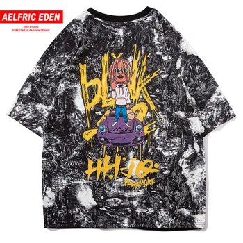 

Aelfric Eden Color Block Painting Girl T Shirt Men Harajuku 2020 Hip Hop Streetwear Oversized Tshirt Casual Short Sleeve Shirts