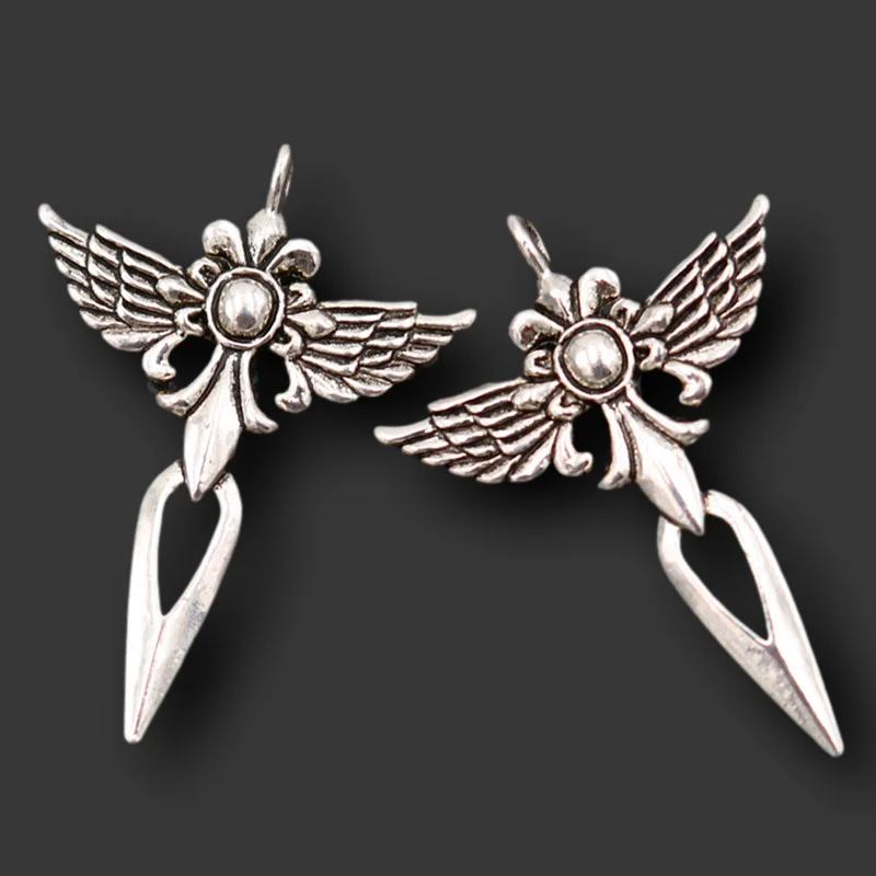 8pcs Silver Plated Angel Wings Cross Pendant Retro Necklace Bracelet Metal Accessories DIY Charms Jewelry Craft Making | Украшения и