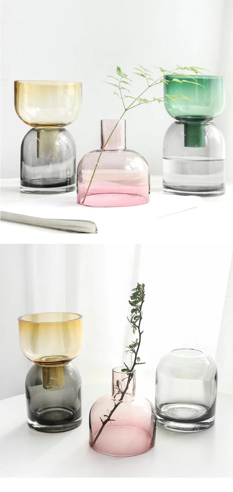 Nordic luxury Transparent glass vase Hydroponic plant Flower arrangement Flower Desktop home decoration Vase gift