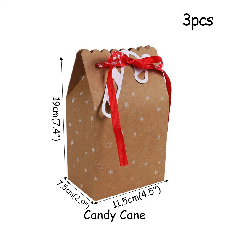 3 шт. рождественские бумажные пакеты в виде снежинок, подарочные коробки, коробки для конфет, печенья, упаковочная коробка с белой лентой, год, рождественский подарок - Цвет: 3pcs candy bag