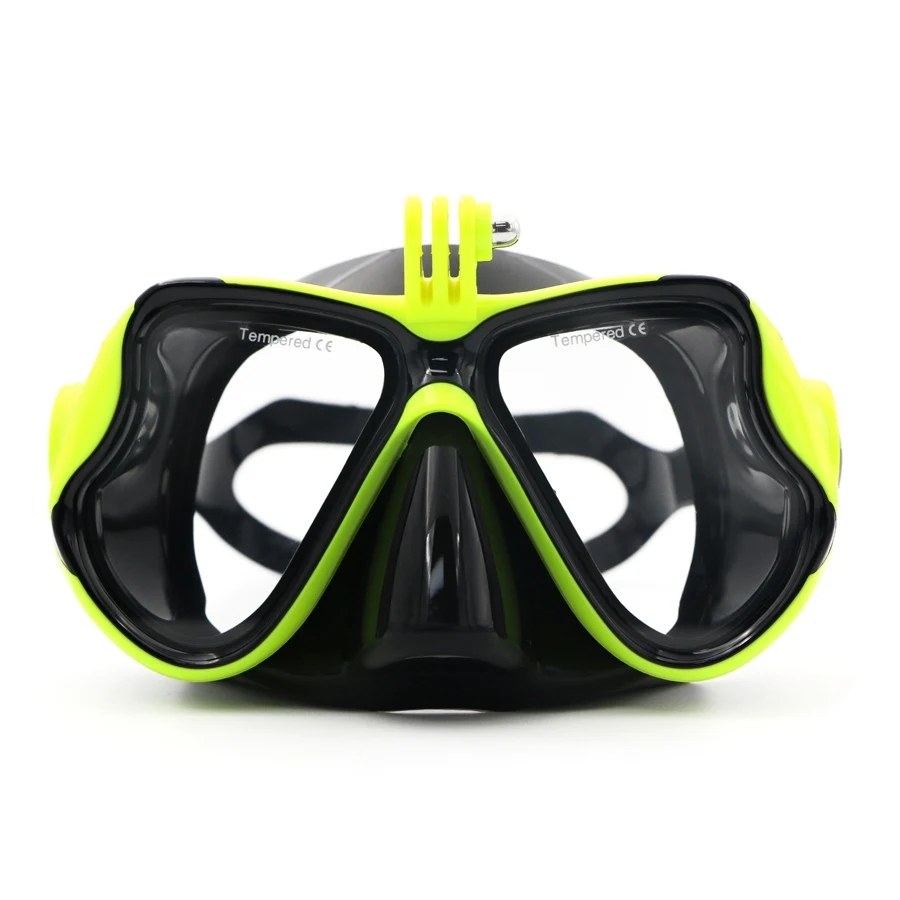 Speedfish маска для подводного плавания, 4 цвета, для взрослых, для подводного плавания, силиконовая, анти-туман, закаленное стекло, оборудование для дайвинга, очки для плавания с широким видением - Цвет: 708GP-green