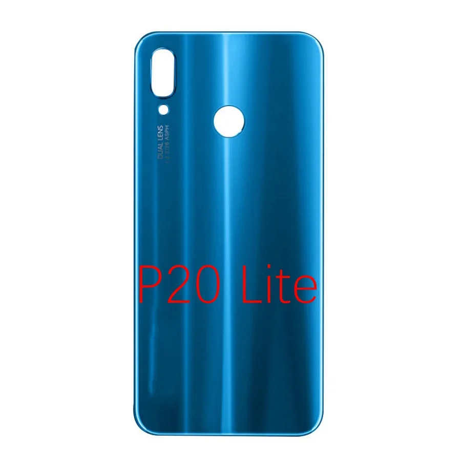 Для huawei P20 Lite Крышка для батареи Задняя стеклянная дверь корпус чехол для huawei P20 Lite Крышка для батареи задняя панель с объективом камеры - Цвет: Blue No Lens