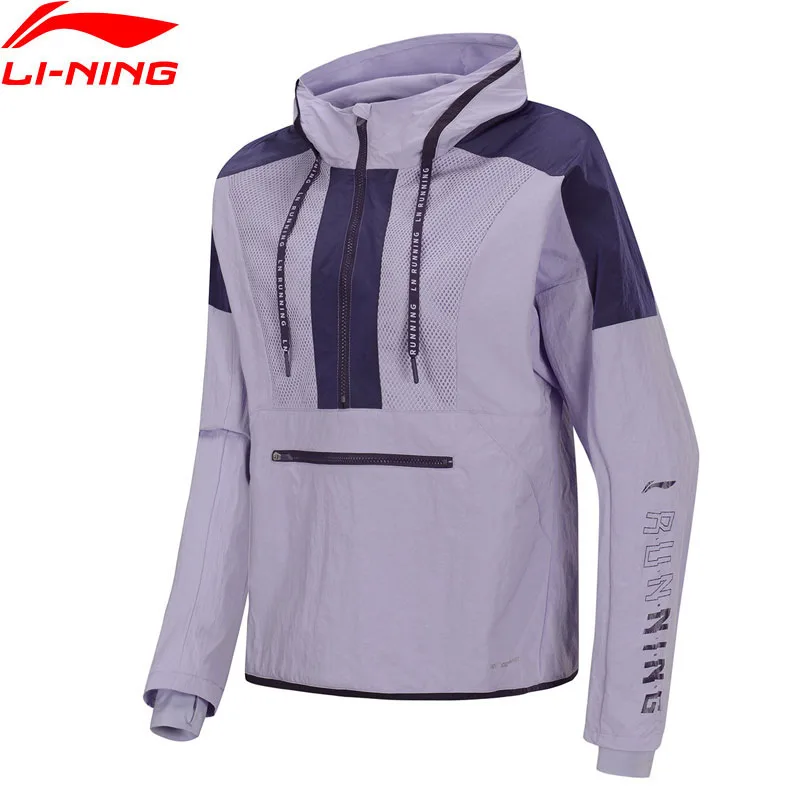 Женская ветровка с капюшоном Li Ning свободная спортивная куртка на молнии защитой