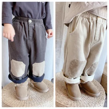 

Corduroy Pants For Girls Autumn Winter Kids Casual Straight Trousers Elastic Waist Plus Velvet Warm Children School Harem Pants