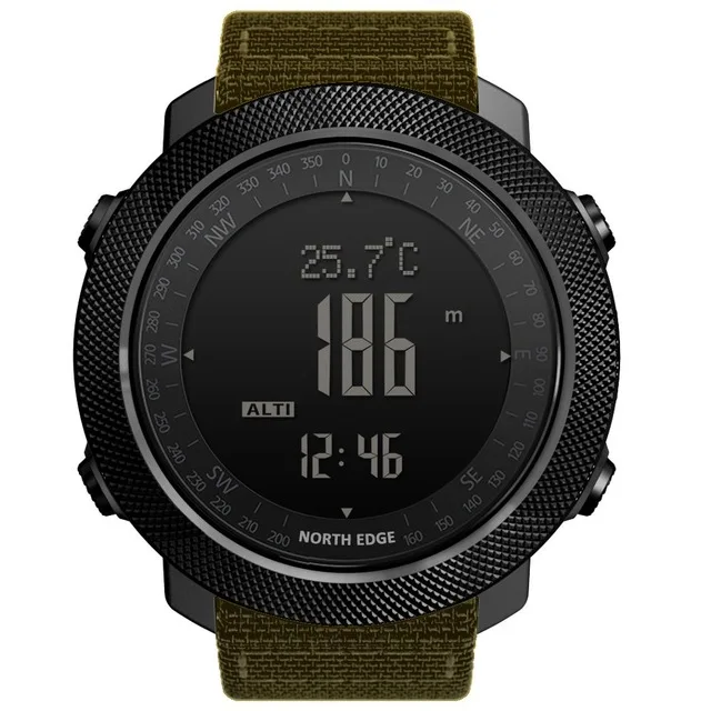 Khaki NORTH EDGE мужские спортивные цифровые часы для бега плавания военные армейские часы альтиметр барометр компас водонепроницаемые 50 м 002 - Цвет: Khaki