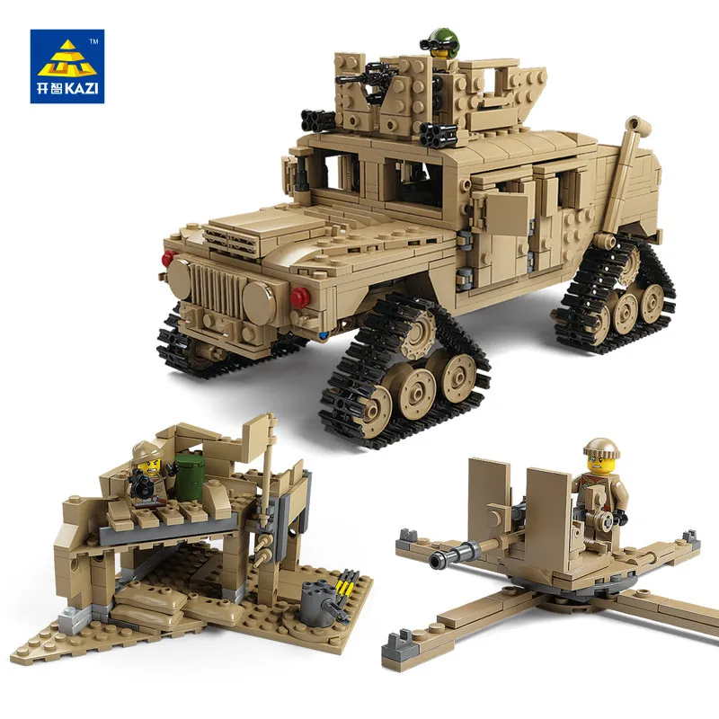 

KAZI 1463Pcs Building Blocks M1A2 ABRAMS Military Tank Weapon Toys 1:28 MBT And 1:18 HUMMER Scale Model Toys for Children