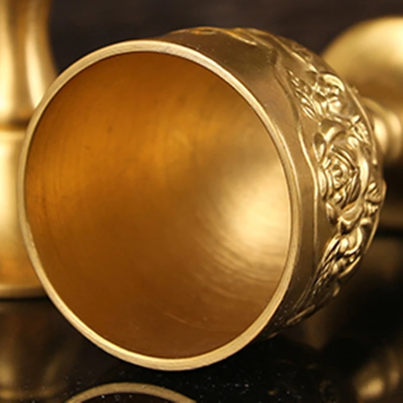Brass Mini Wine Glass Relief Vodka Goblet 100ml 50ml Spirits Cup Gold Ancient Tumbler Portable Personalized Wedding Decoration