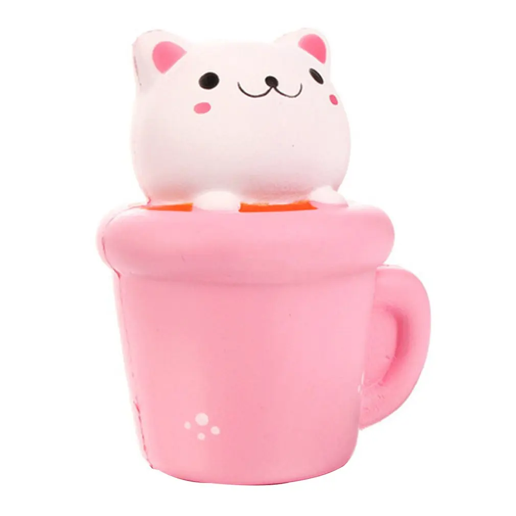 Мягкая медленный отскок Кошка чашка кофейная чашка игрушка медленный отскок кошачья чашка кофейная чашка моделирующая модель игрушки для высвобождения давления - Цвет: Розовый