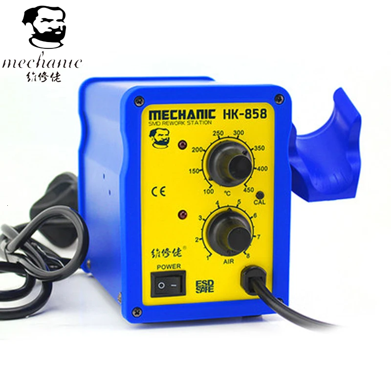 Механик HK-858 220V 650W HK-858 бесщеточный вентилятор мягкий SMD Термовоздушная паяльная станция для пайки нагнетатель Тепловая пушка