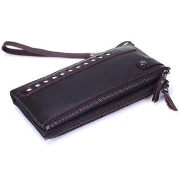 

Men's Cow Leather Clutch Double Zip Genuine Leather Long Wallet Men's Soft Leather Business Clutch Luxury Men's Clutch