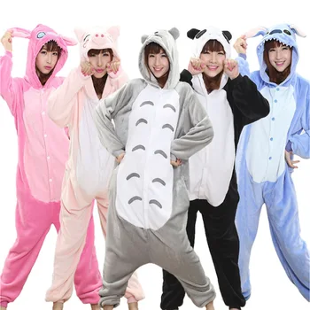 

Panda Adults kigurumi Pajamas Women Flannel Sleepwear Unisex Cute Unicorn Stitch Cartoon Animal Pajama Set Kids Hooded Pyjamas