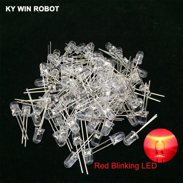 50pcs 5mm White Green Red Blue Yellow Light-Emitting-Diode Automatic Flashing LED Flash Control Blinking 5 mm LED Diode 1.5HZ 50pcs White-Red