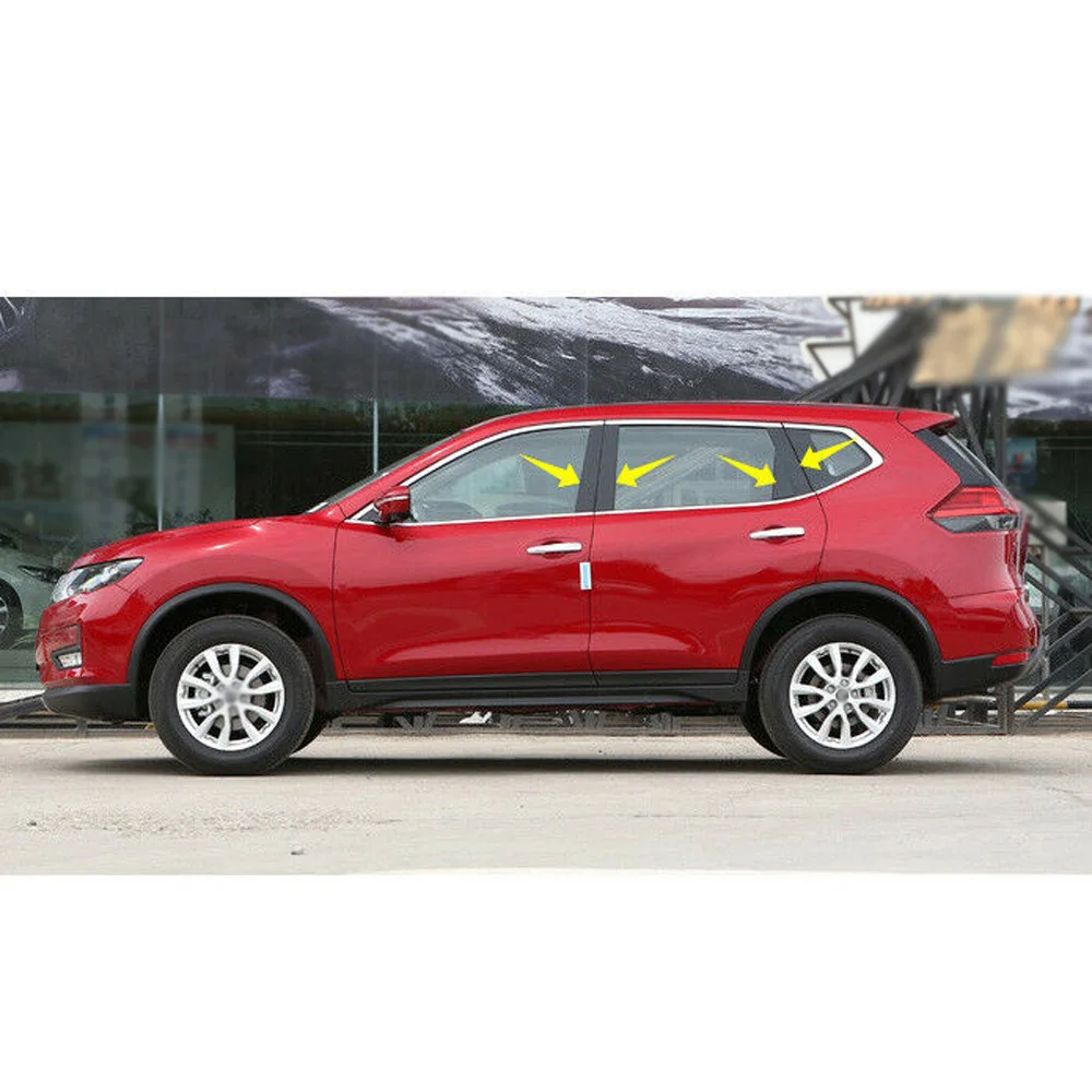 8 шт. отделка двери автомобиля черный столб посты для Nissan X-Trail Rogue водонепроницаемый. Не выцветает, не ржавеет