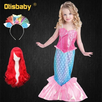

Ariel Dress Girl Little Mermaid Halloween Costume Kids Bebe Pink Mermaid Tails Glitter Dress Fancy Party Girls Ariel Dress Up