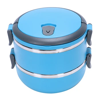 

2-Layer Stainless Steel Portable Insulated Thermal Lunch Box Bento Food Storage With Handle Heat Preservation For Stud