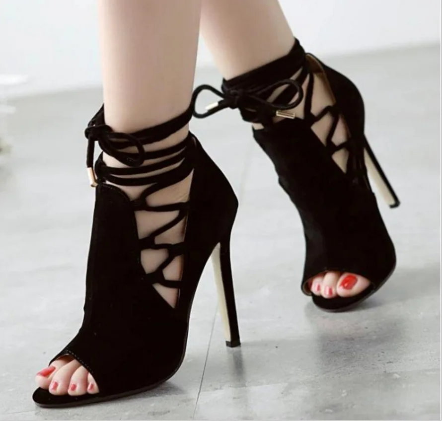 

Women Sandals High Heel Lace Up Summer Gladiator Sandals Rome Style Thin Heel Peep-Toe Summer Pumps Summer Boots