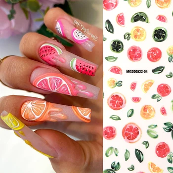 

3D Strawberry Fruits Nail Art Stickers Watermelon Lemon Nail Sliders Decals Adhesive Transfer Foils Summer Decoration