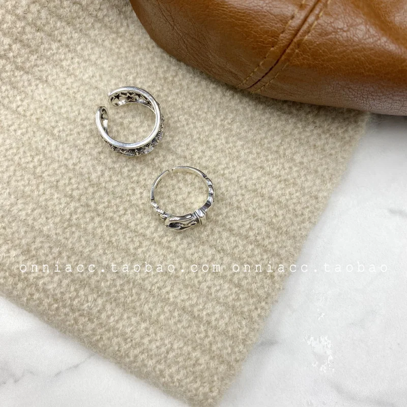 

Ring female index finger hollow star five-pointed star belt buckle knotted chain cross multi-layer personality smile simple wide