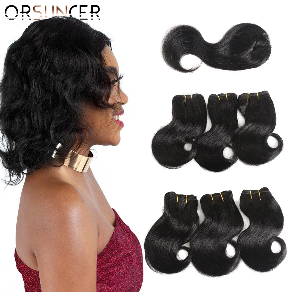 Best Buy Hair Bundle Closure ORSUNCER Brazilian Body-Wave Remy Black/blonde-Set with Short High-Ratio JajAmNBO
