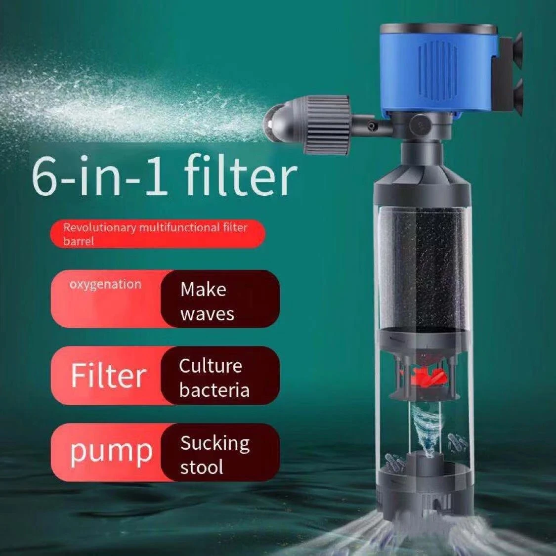 15W/ 25W/ 35W 6 in 1 fish toilet filter pump low suction pump pumping