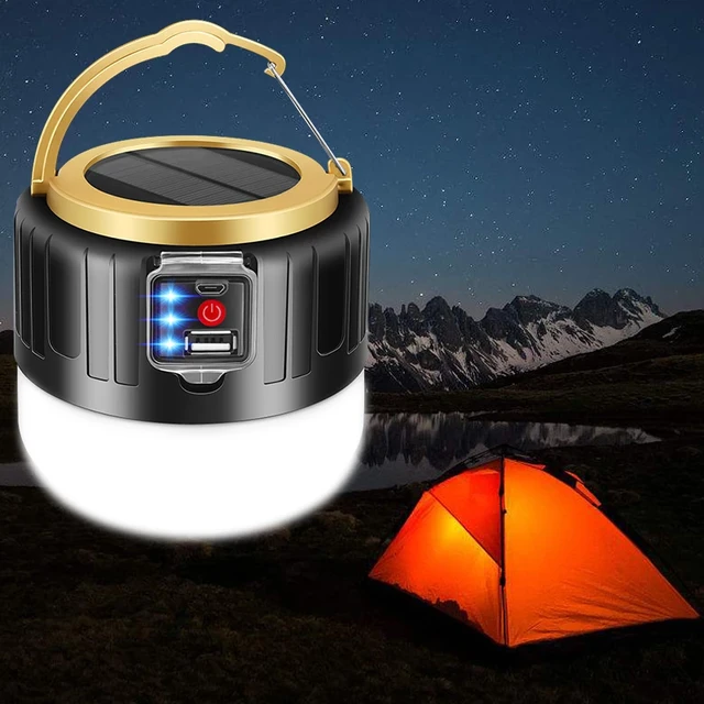 Lampe Solaire LED Pliable + Rechargeable Par USB de Camping 5 en 1 