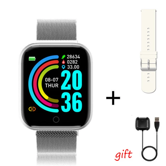 I5 Sport Smartwatch Women Men Heart Rate Blood Pressure Fitness Tracker Kids Smart Clock For Android IOS Smart Watch PK IWO P80 D20pro Steel Silver