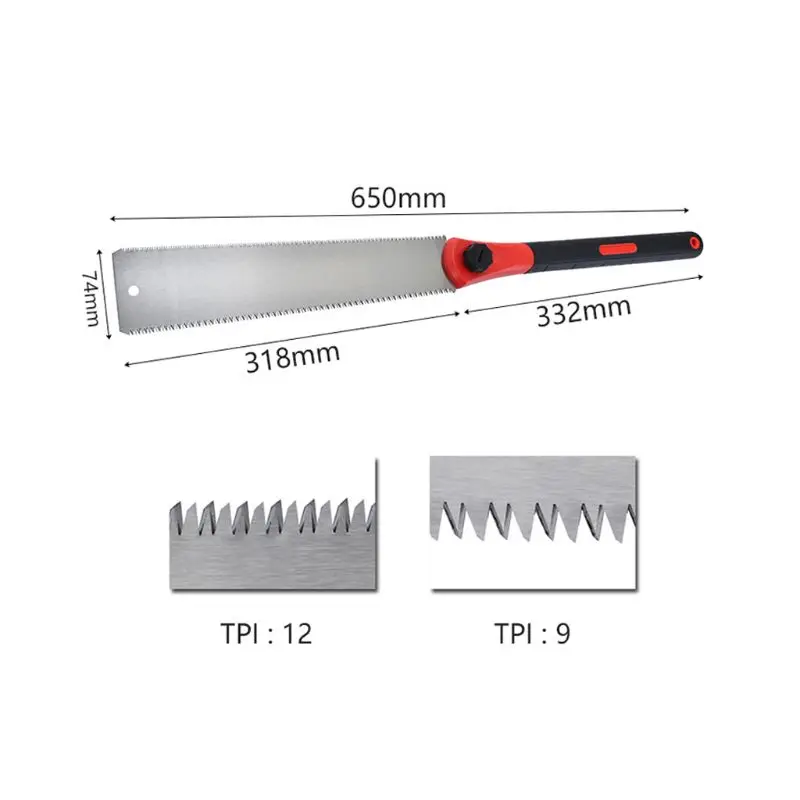 

Woodworking Double Sides SK5 Steel Hand Saw Tenon Fine Tooth TPR Handle Garden 57BB