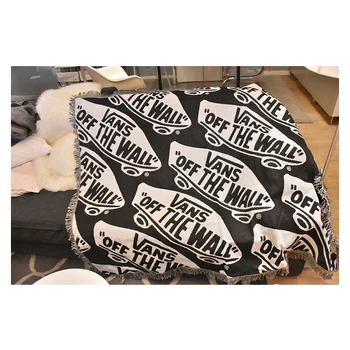 

New Thicken Cotton Thread Knitted Blanket With Tassel Casual Black and white van Blanket Sofa Cover Bed Blankets Home Decor Mat