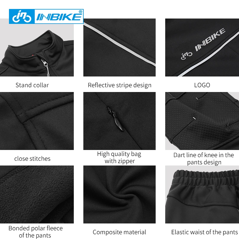 Winter Men's Cycling Jacket Pants Suit Fleece Warm Thermal Windbreaker Shell Coat Windproof Biking Clothes for Men QG142 cycling jacket cycling clothes
