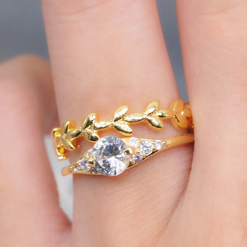 Женское кольцо с листом винограда Золотое обручальное для мужчин и женщин 2019 |