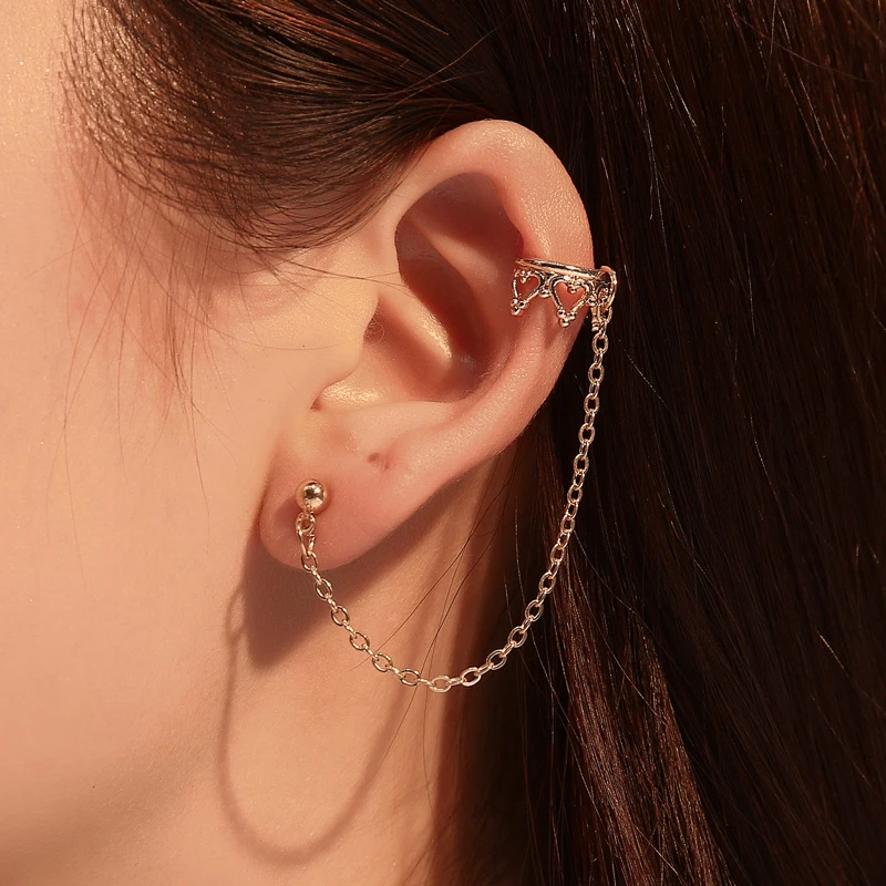 Unique Hollow Crown Clip Design Earrings For Women Long Tassel Chain Stud  Earrings Gold Silver Color Ear Line Girls Party Gifts - Stud Earrings -  AliExpress