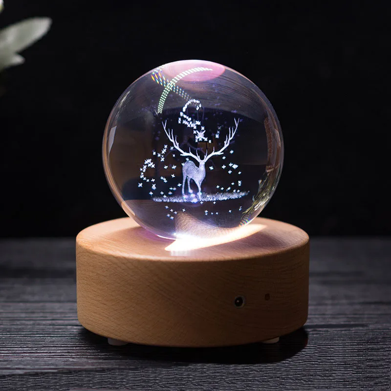 elk 80 мм Хрустальный шар резной красивый 3D пользовательский узор подарок на день рождения украшения, чтобы отправить друзей, чтобы отправить детей - Цвет: elk