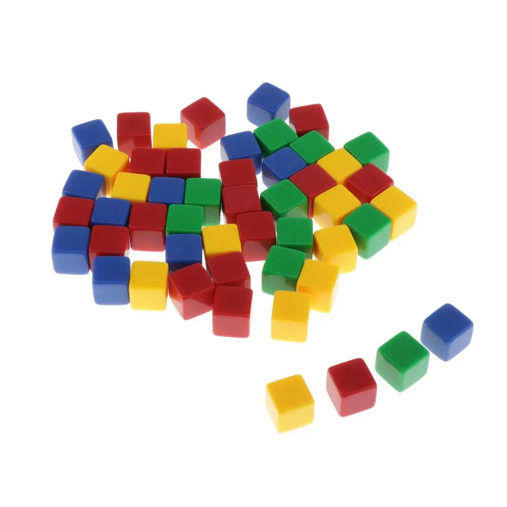 16mm Acrylic Blank Mixed Dice Cubes - Square Corner D6 Dice for Board Games, DIY, Fun and Teaching - 50 Pieces Per Order