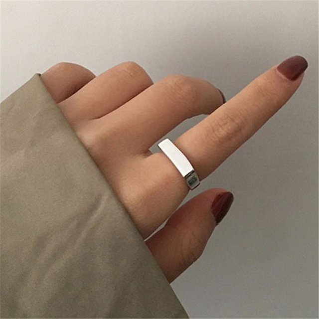 Silver Color Metal Punk Geometric Open Rings Design Finger Rings for Women Men Minimalist Fashion Party Jewelry Gifts