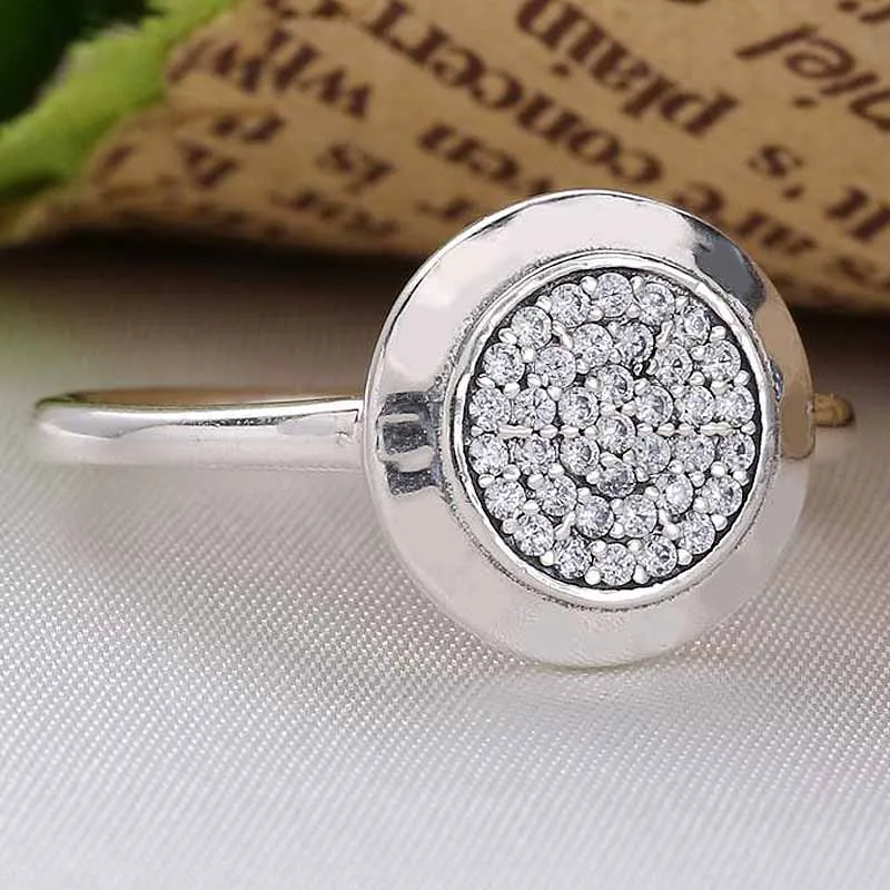 

Original Wholesale Pave Logo Signature With Crystal Rings For Women 925 Sterling Ring Wedding Party Gift Fine Europe Jewelry